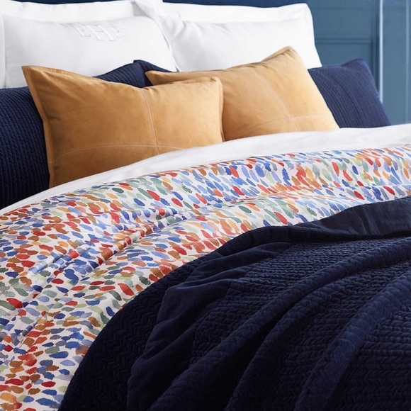 Pottery Barn Annabel Watercolor Dot Organic Percale Duvet Cover King - Picture 2 of 9